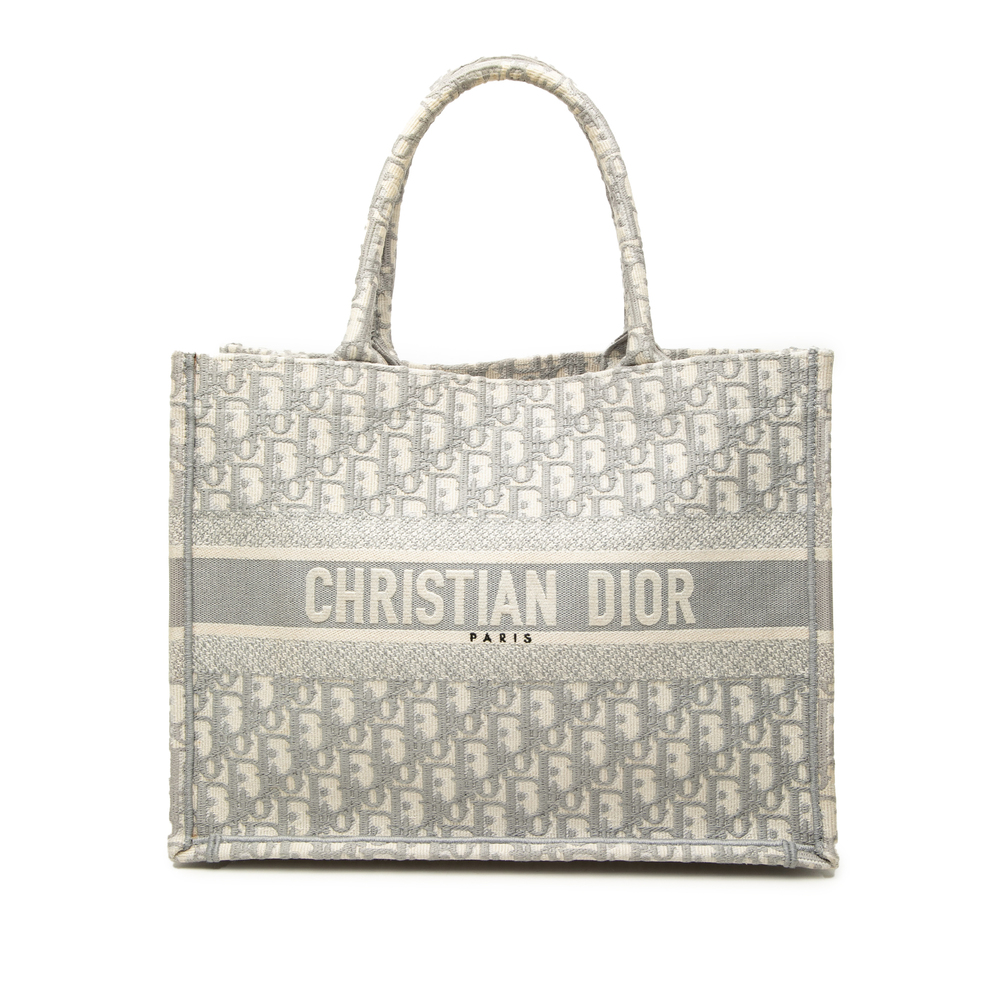 Pre-Loved Dior Medium Oblique Embroidered Canvas Book Tote